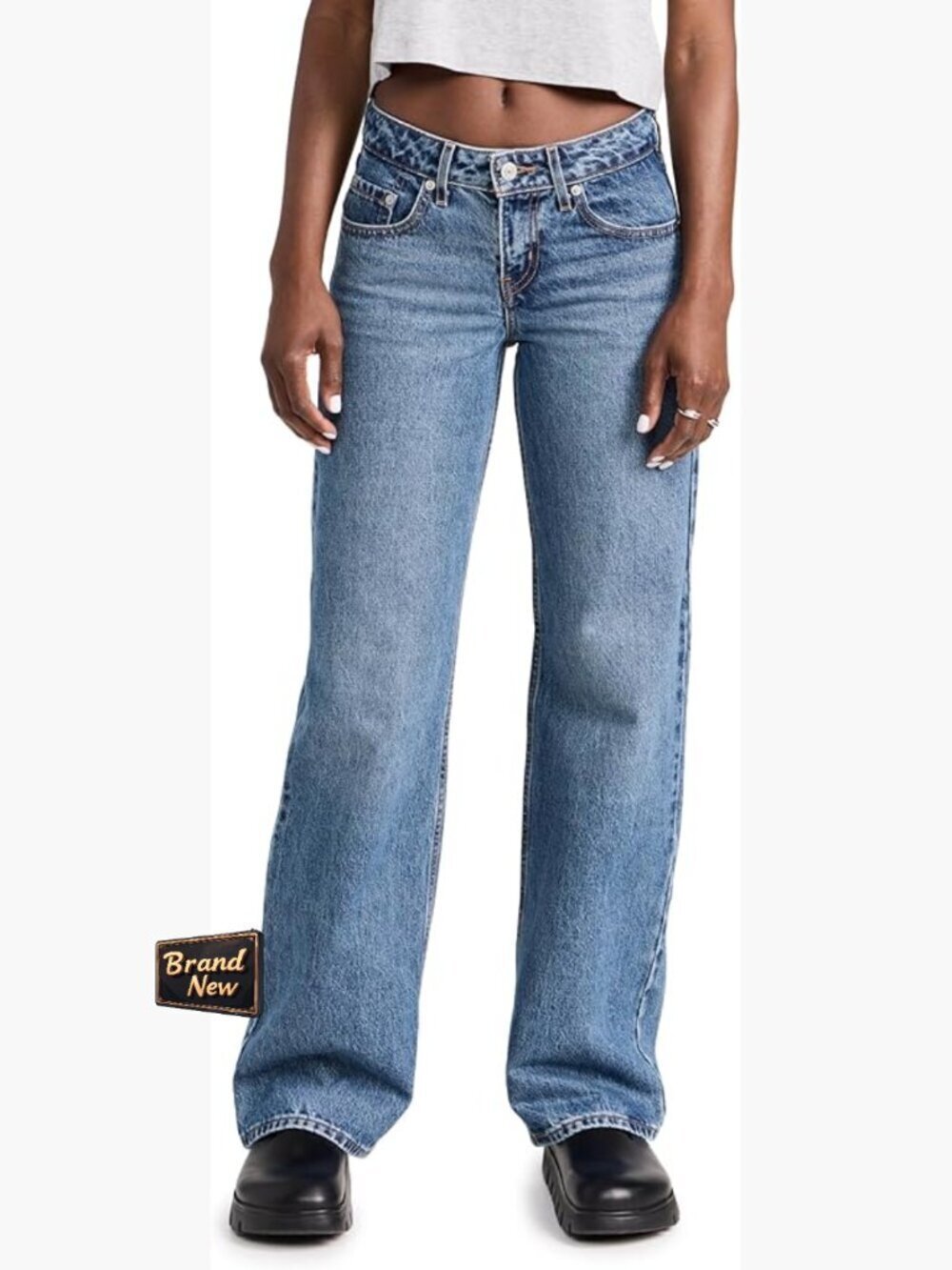 High Rise Wide Leg Jeans Non-Stretch Denim 32in Inseam